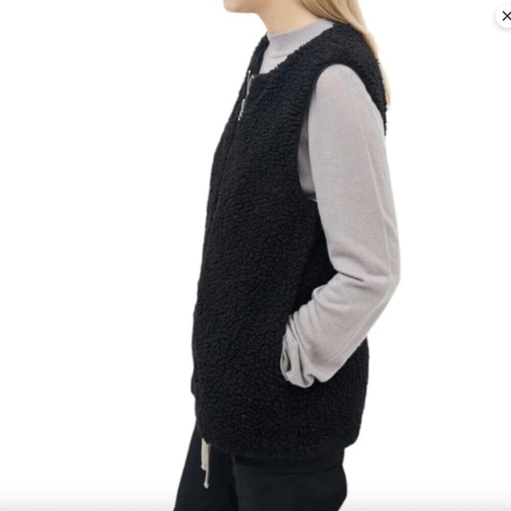 Aritzia Wilfred Chatou Black Teddy Vest Sherpa Siz S - Picture 3 of 3
